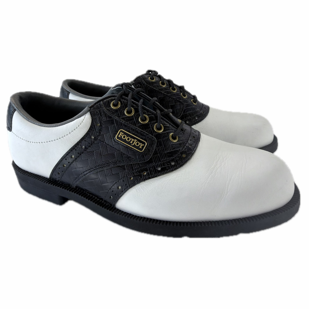 FootJoy DryJoys Men Golf Shoes Black White Sze 6M Spikes Comfort Sporty Classic